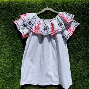 Zara Girls Red White and Blue Off-Shoulder Dress